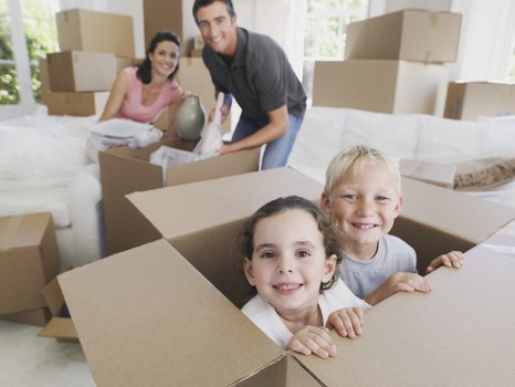 Local moving team organising contents for a business move