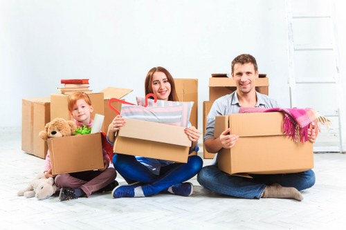 Packing boxes and wrapping materials prepared for a home move in Hackney