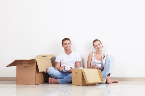Office furniture and equipment prepared for a Hackney commercial move