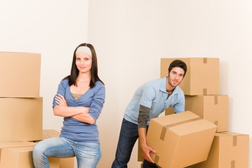 Preparing desks and boxes for an office move in Hackney