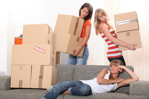 Loading boxes and furniture into a van for a local Hackney move